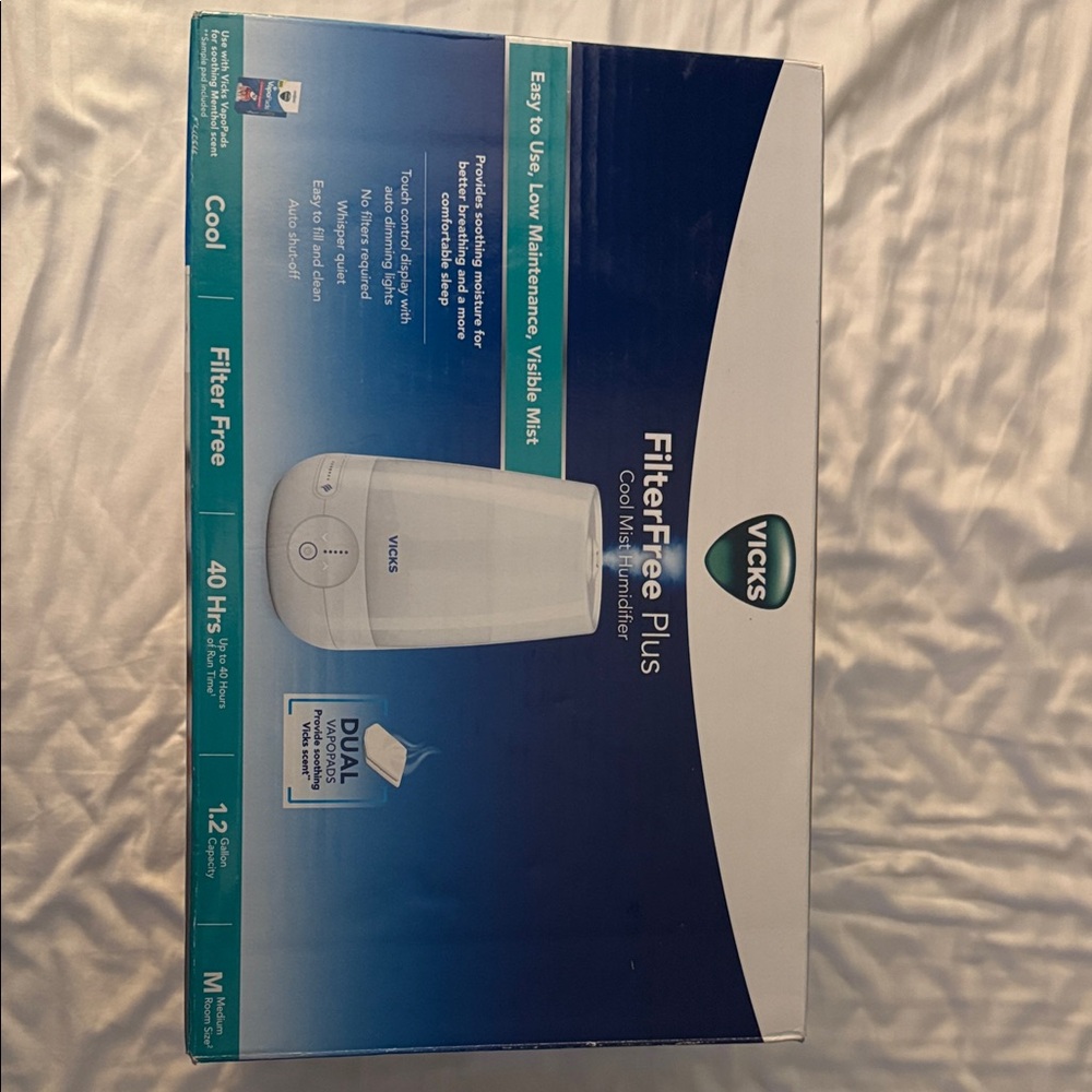 Vicks FilterFree Plus Cool Mist Humidifier - Sleek White Design